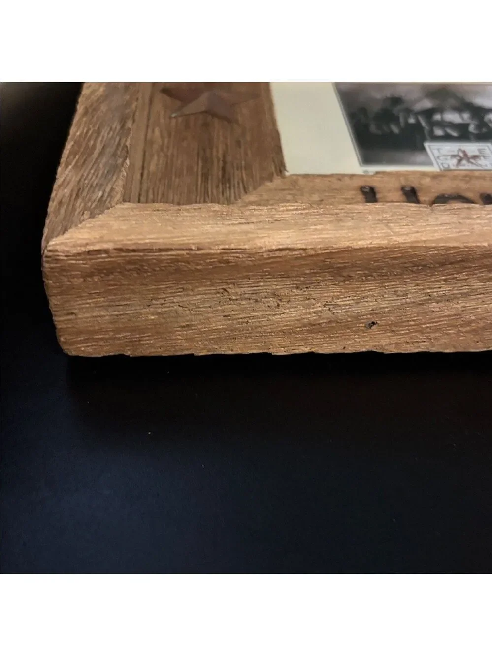 Houston Texas photo frame 4”x 6” home rustic wood stars stamped embossed writing